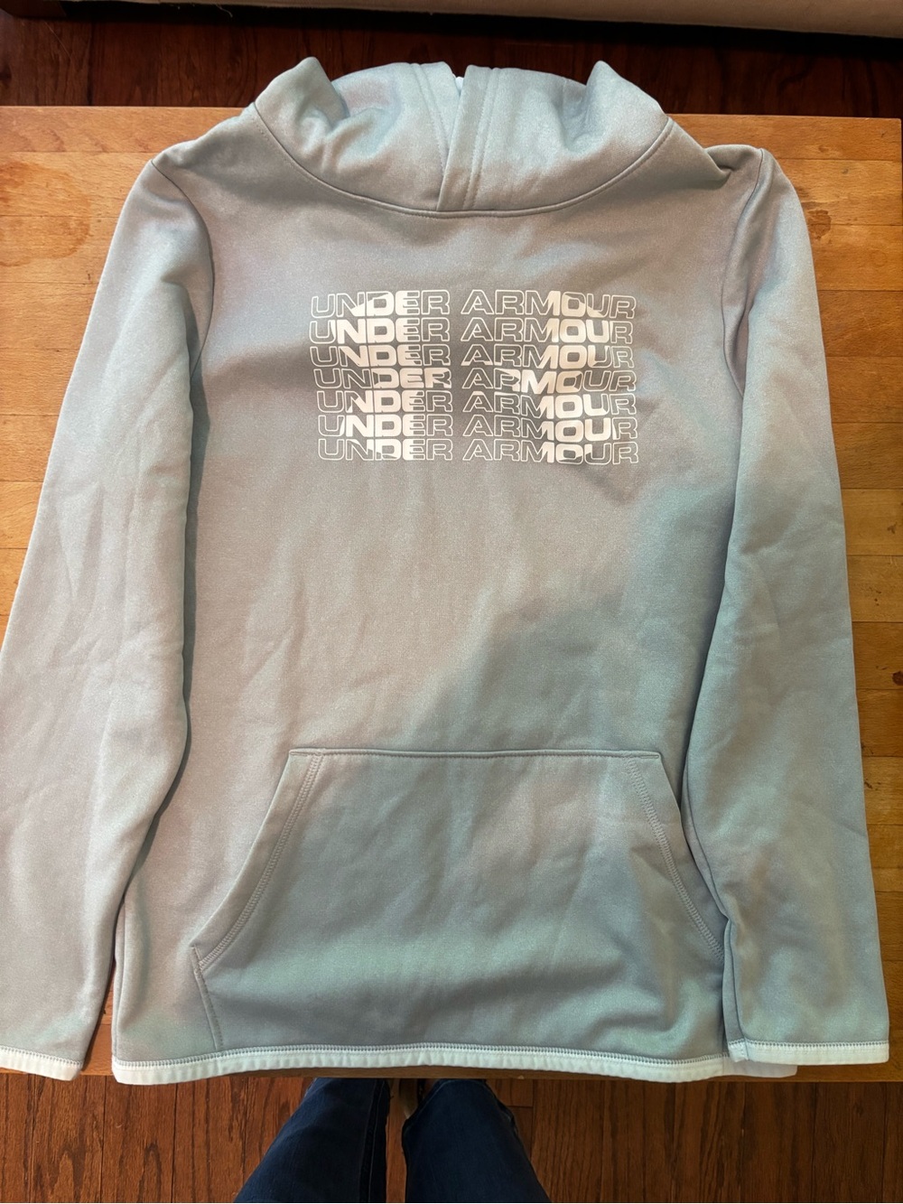 Under Armour Youth Medium ColdGear Gray Hoodie Sweatshirt Loose Fit Pullover